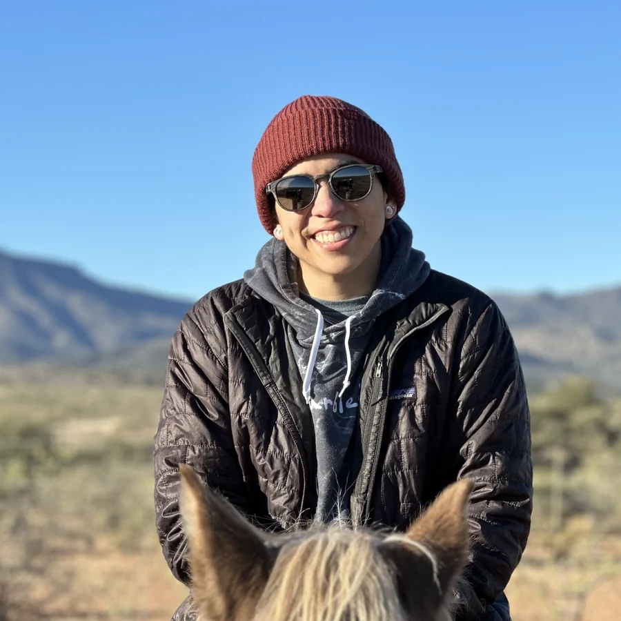 Crystal horseback riding in the desert