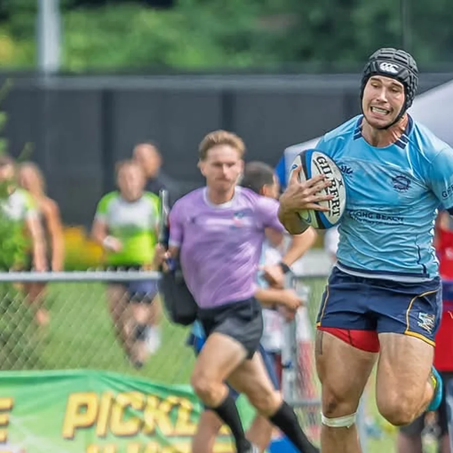 Garrett playing rugby